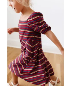 Lia + Lou Retro Stripe Ribbed Puff Sleeve Dress Dresses