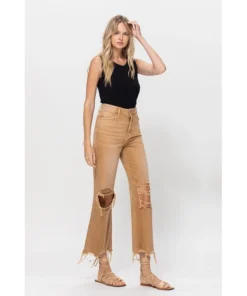 J+j Jeans + Pants Khaki Cropped Flare Jeans