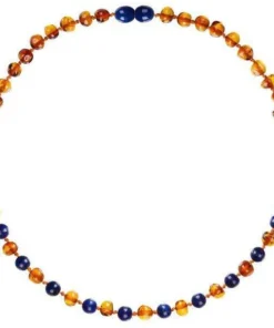 Powell's Owl Amber Gemstone Cognac + Lapis Necklace Jewelry
