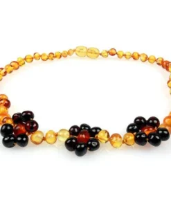 Powell's Owl Amber Gemstone Honey + Cherry Flower Necklace Jewelry
