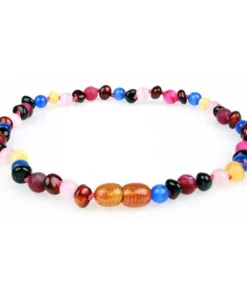 Powell's Owl Jewelry Amber Gemstone Quartz + Agate Necklace