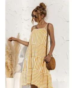 J+j Striped Spring Ruffle Dress