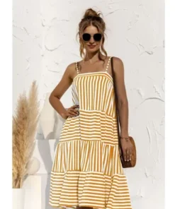 J+j Striped Spring Ruffle Dress