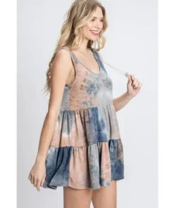 J+j Tie Dye Tank Top Romper Rompers + Jumpers
