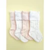 Olivia J Footwear White Ribbed Knee High Scalloped Socks