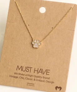 Fame Accessories Dog Paw Print Charm Necklace