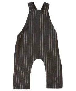 Mebie Baby Charcoal Stripe Linen Cotton Overalls Overalls + Rompers