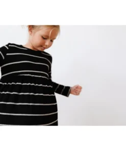 Lia + Lou Black + White Stripe Long Sleeve Dress