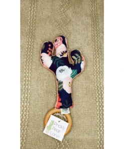 Prickly Pear Lane Navy + Pink Floral Cactus Rattle Toys