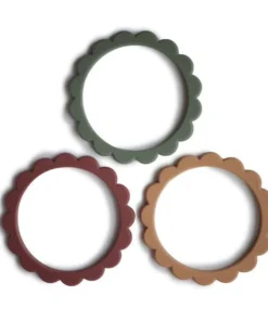 Mushie Toys Dried Thyme + Berry + Natural Flower Teething Bracelet Set