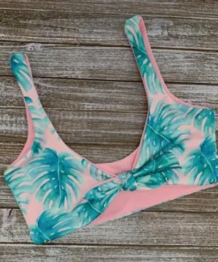 Raelo Swim Pink Palm + Blush Women's Swim Top