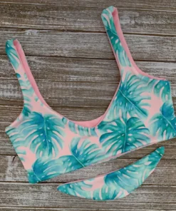 Raelo Swim Pink Palm + Blush Women's Swim Top