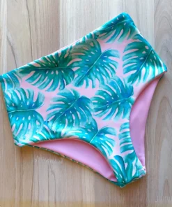 Raelo Swim Pink Palm + Blush Women's Swim Bottoms