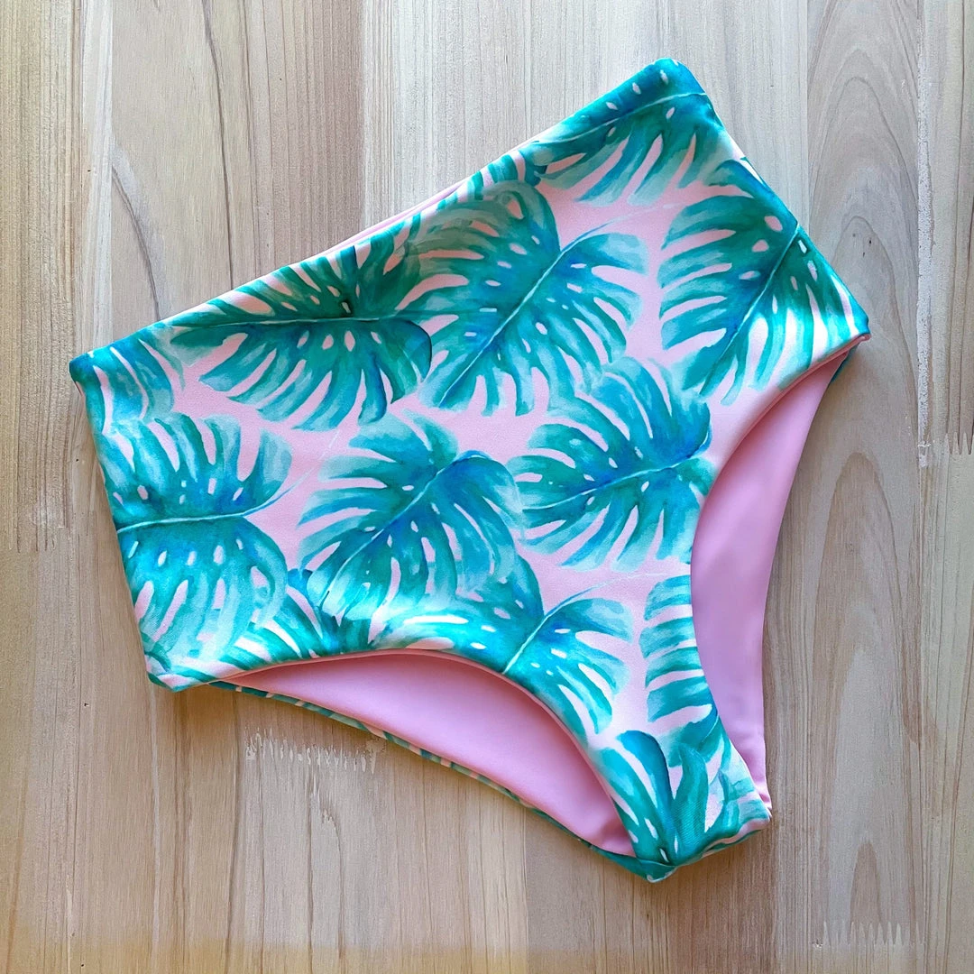 Raelo Swim Pink Palm + Blush Women's Swim Bottoms 3 Raelo Swim Pink Palm + Blush Women's Swim Bottoms