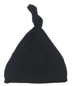Three Little Tots Black Ribbed Knotted Beanie