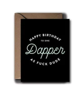 Black Lab Studio Party Time Dapper Dude Birthday Greeting Card