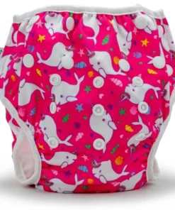 Beau + Belle Littles Hot Pink Narwhals Reusable Swim Diaper