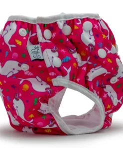 Beau + Belle Littles Hot Pink Narwhals Reusable Swim Diaper 7 Beau + Belle Littles Hot Pink Narwhals Reusable Swim Diaper