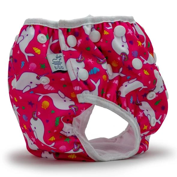 Beau + Belle Littles Hot Pink Narwhals Reusable Swim Diaper 5 Beau + Belle Littles Hot Pink Narwhals Reusable Swim Diaper