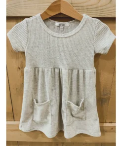 Lia + Lou Dresses Oatmeal Ribbed Pocket Dress
