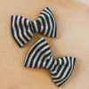 Bows For Show Headwear Black + White Stripe Pigtail Hair Bow Clips 1 Bows For Show Headwear Black + White Stripe Pigtail Hair Bow Clips