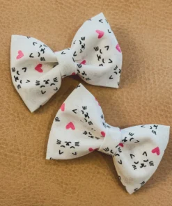 Bows For Show Headwear Kitty Cat + Hearts Pigtail Hair Bow Clips