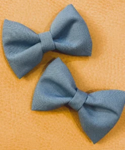 Bows For Show Denim Blue Pigtail Hair Bow Clips