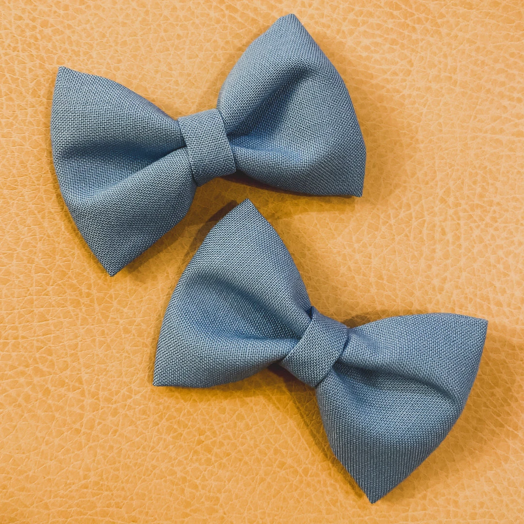 Bows For Show Denim Blue Pigtail Hair Bow Clips 3 Bows For Show Denim Blue Pigtail Hair Bow Clips