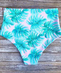 Raelo Swim Pink Palm + Blush Women's Swim Bottoms