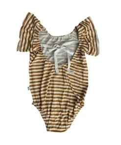 Joss + J Leotards Gold Stripes Bamboo Flutter Sleeve Leotard