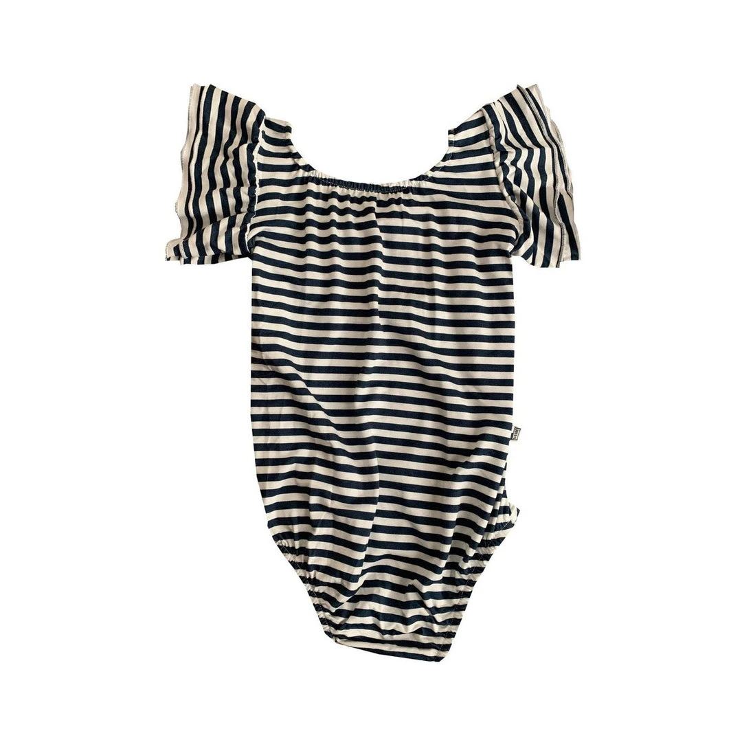 Joss + J Leotards Navy Stripes Bamboo Flutter Sleeve Leotard 6 Joss + J Leotards Navy Stripes Bamboo Flutter Sleeve Leotard