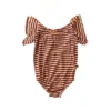 Joss + J Autumn Stripes Bamboo Flutter Sleeve Leotard