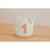 Cutest Little Party # 1 White Glitter + Toast Pom Trim/white Lining + Rose Gold/toast Felt Crown