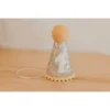 Cutest Little Party Party Time # 1 Silver Glitter + Mustard Pom Trim + White Glitter Party Hat