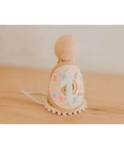 Cutest Little Party # 1 Gold Glitter + Donut + White Glitter Party Hat