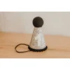 Cutest Little Party # 1 Silver Glitter + Black Pom Trim + White Glitter Party Hat Party Time