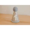 Cutest Little Party # 1 Silver Glitter + Baby Blue Pom Trim + White Glitter Party Hat