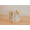 Cutest Little Party # 1/2 Silver Glitter + Mustard Pom Trim + White Glitter Crown Party Time