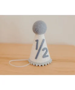 Cutest Little Party # 1/2 White Glitter + Baby Blue Pom Trim + Pool Felt Party Hat