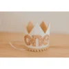 Cutest Little Party | One | White Glitter + Toast Pom Trim/white Lining + Rose Gold/toast Felt Crown Party Time 2 Cutest Little Party | One | White Glitter + Toast Pom Trim/white Lining + Rose Gold/toast Felt Crown Party Time