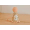Cutest Little Party # 3 Gold Glitter + Blush Pom Trim + White Glitter Party Hat Party Time