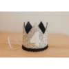 Cutest Little Party # 4 Silver Glitter + Navy Pom Trim + White Glitter Crown Party Time