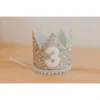 Cutest Little Party # 3 Silver Glitter + Baby Blue Pom Trim + White Glitter Crown Party Time