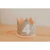 Cutest Little Party # 4 Silver Glitter + Blush Pom Trim + White Glitter Crown