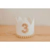 Cutest Little Party Party Time # 3 White Glitter + Toast Pom Trim/white Lining + Rose Gold/toast Felt Crown