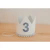 Cutest Little Party # 3 White Glitter + Baby Blue Pom Trim + Pool Felt Crown Party Time