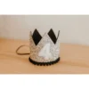 Cutest Little Party # 4 Silver Glitter + Black Pom Trim + White Glitter Crown Party Time