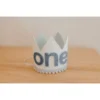 Cutest Little Party Crowns | One | White Glitter + Baby Blue Pom Trim + Pool Felt Crown