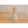 Cutest Little Party # 1/2 Silver Glitter + Mustard Pom Trim + White Glitter Party Hat