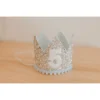 Cutest Little Party Party Time # 5 Silver Glitter + Baby Blue Pom Trim + White Glitter Crown